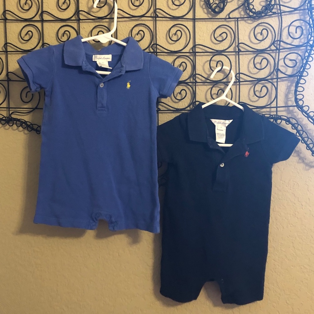Blue and Navy Collared Ralph Lauren Onesies